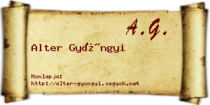 Alter Gyöngyi névjegykártya